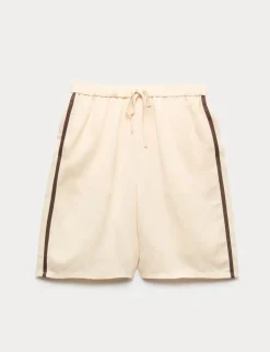 Side Stripe Longline Shorts with Linen