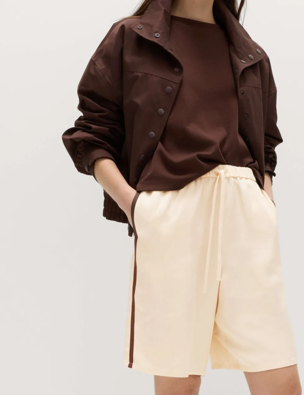 Side Stripe Longline Shorts with Linen
