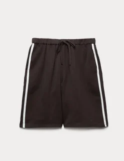 Side Stripe Longline Shorts with Linen