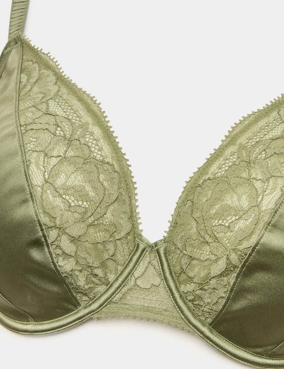 Silk & Lace Wired Plunge Bra (F-H)