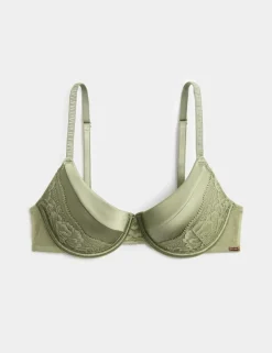 Silk & Lace Wired Scoop Demi Cup Bra (A-E)