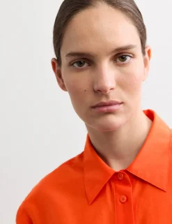 Silk Blend Collared Relaxed Shirt