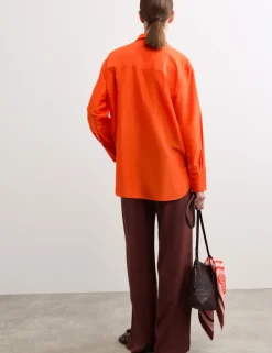 Silk Blend Collared Relaxed Shirt