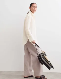 Silk Blend Collared Relaxed Shirt