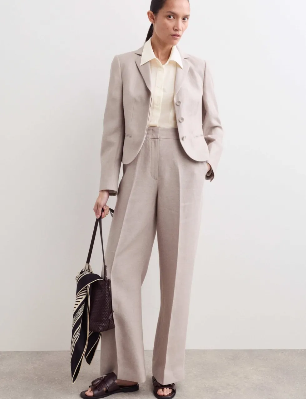 Silk Blend Collared Relaxed Shirt