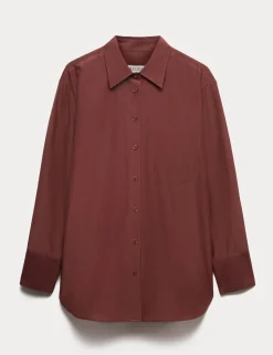 Silk Blend Collared Relaxed Shirt