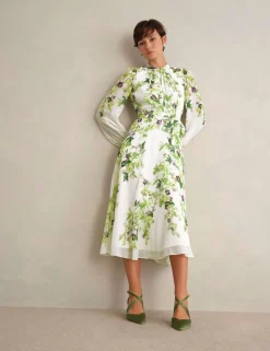 Silk Floral Knee Length Shift Dress