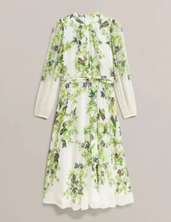 Silk Floral Knee Length Shift Dress