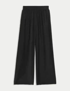 Silk Pull On Wide Leg Trousers