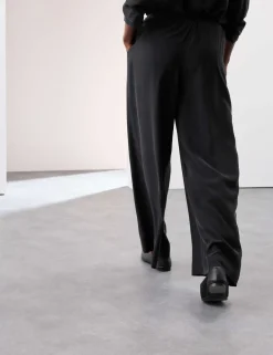 Silk Pull On Wide Leg Trousers