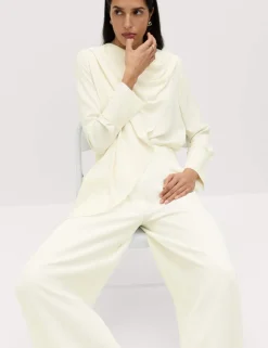 Single Pleat Wide Leg Trousers