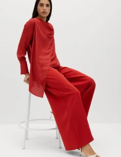 Single Pleat Wide Leg Trousers