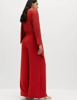 Single Pleat Wide Leg Trousers
