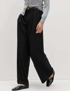 Single Pleat Wide Leg Trousers