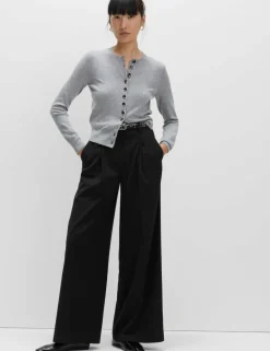 Single Pleat Wide Leg Trousers
