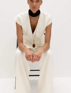 Single Pleat Wide Leg Trousers with Linen