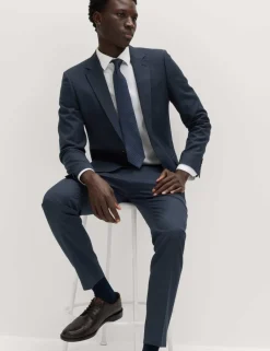 Skinny Fit Grid Check Stretch Suit Jacket