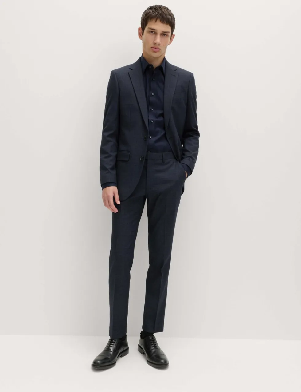 Skinny Fit Textured Stretch Suit Trousers