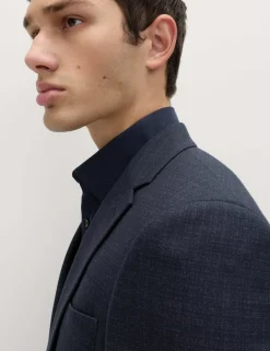 Skinny Fit Textured Stretch Suit Jacket