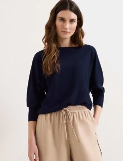 Slash Neck Batwing Longline Jumper