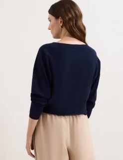 Slash Neck Batwing Longline Jumper