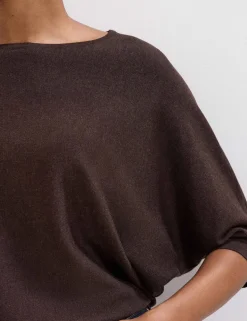Slash Neck Batwing Sleeve Knitted Top