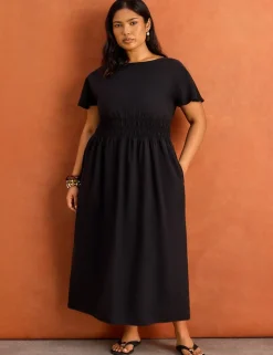 Slash Neck Midaxi Waisted Dress