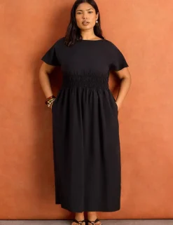 Slash Neck Midaxi Waisted Dress