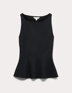 Slash Neck Sleeveless Peplum Top