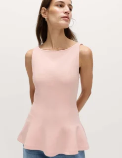 Slash Neck Sleeveless Peplum Top