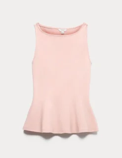 Slash Neck Sleeveless Peplum Top