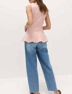 Slash Neck Sleeveless Peplum Top