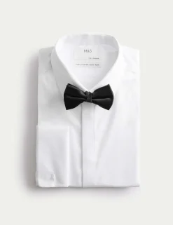 Slim Fit 2 Inch Luxury Cotton Dress Shirt with Bow Tie