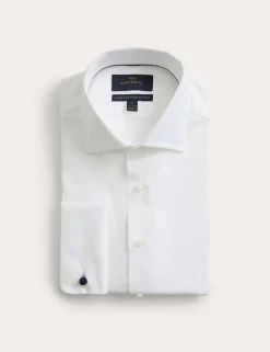 Slim Fit 2 Inch Shorter Pure Cotton Textured Shirt