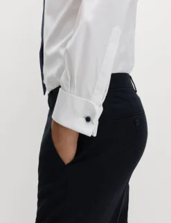 Slim Fit 2 Inch Shorter Pure Cotton Textured Shirt