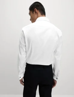 Slim Fit 2 Inch Shorter Pure Cotton Textured Shirt