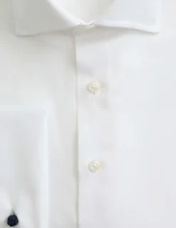 Slim Fit 2 Inch Shorter Pure Cotton Textured Shirt