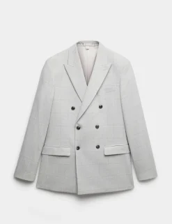Slim Fit Check Double Breasted Suit Jacket