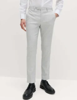 Slim Fit Check Stretch Suit Trousers
