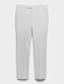 Slim Fit Check Stretch Suit Trousers