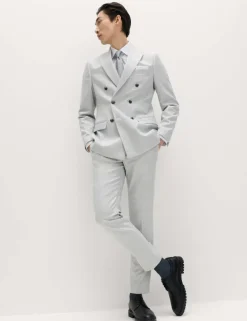 Slim Fit Check Stretch Suit Trousers