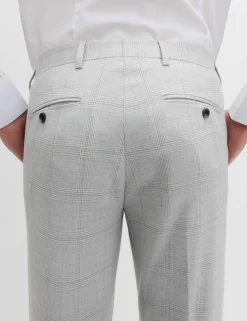 Slim Fit Check Stretch Suit Trousers