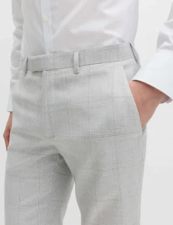 Slim Fit Check Stretch Suit Trousers