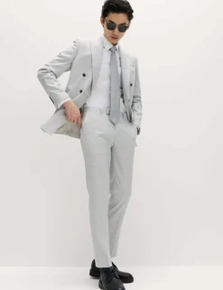 Slim Fit Check Stretch Suit Trousers