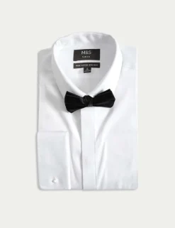 Slim Fit Cotton Dress Shirt with Bow Tie