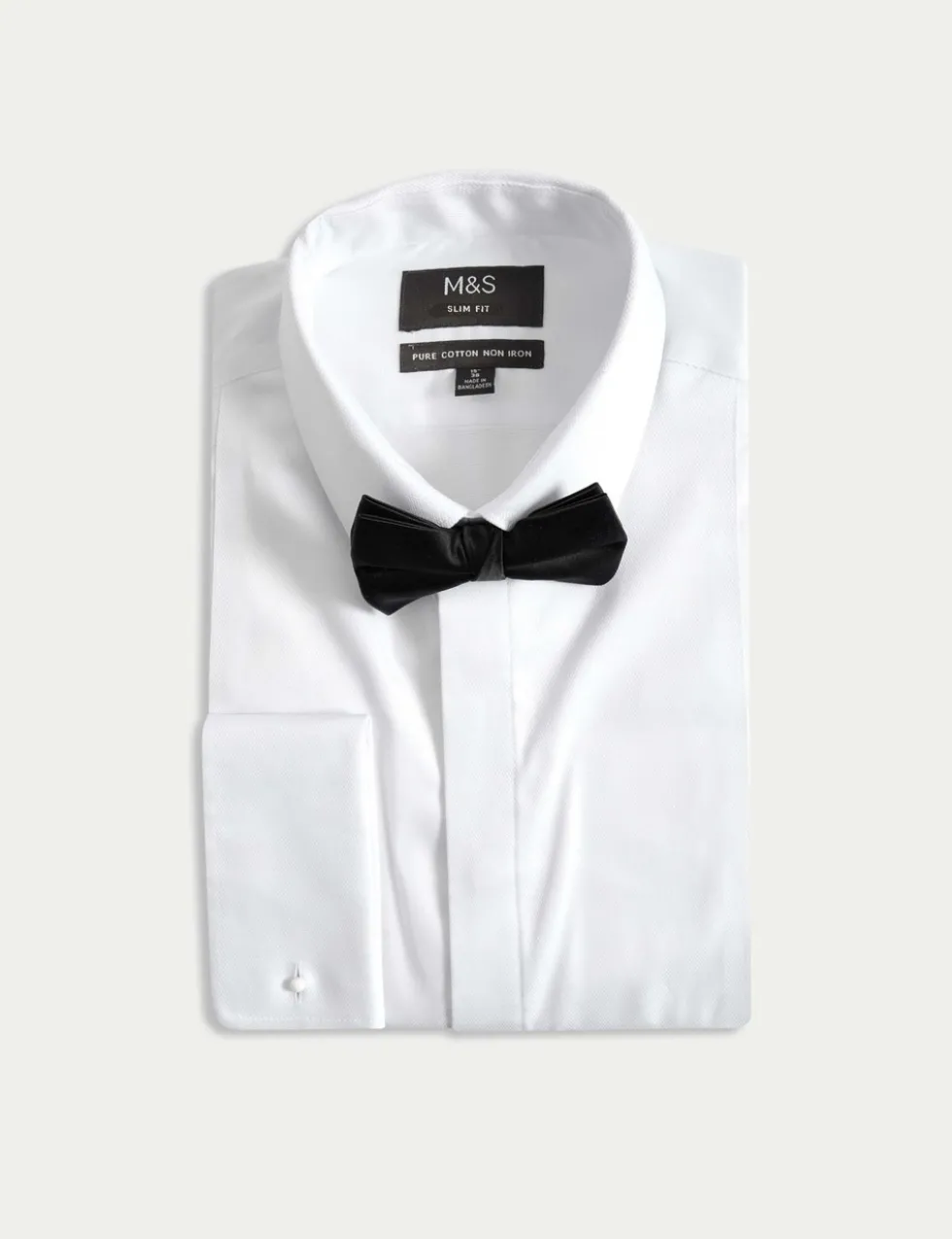 Slim Fit Cotton Dress Shirt with Bow Tie