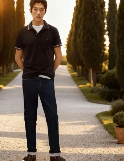 Slim Fit Cotton Rich Pique Tipped Polo Shirt
