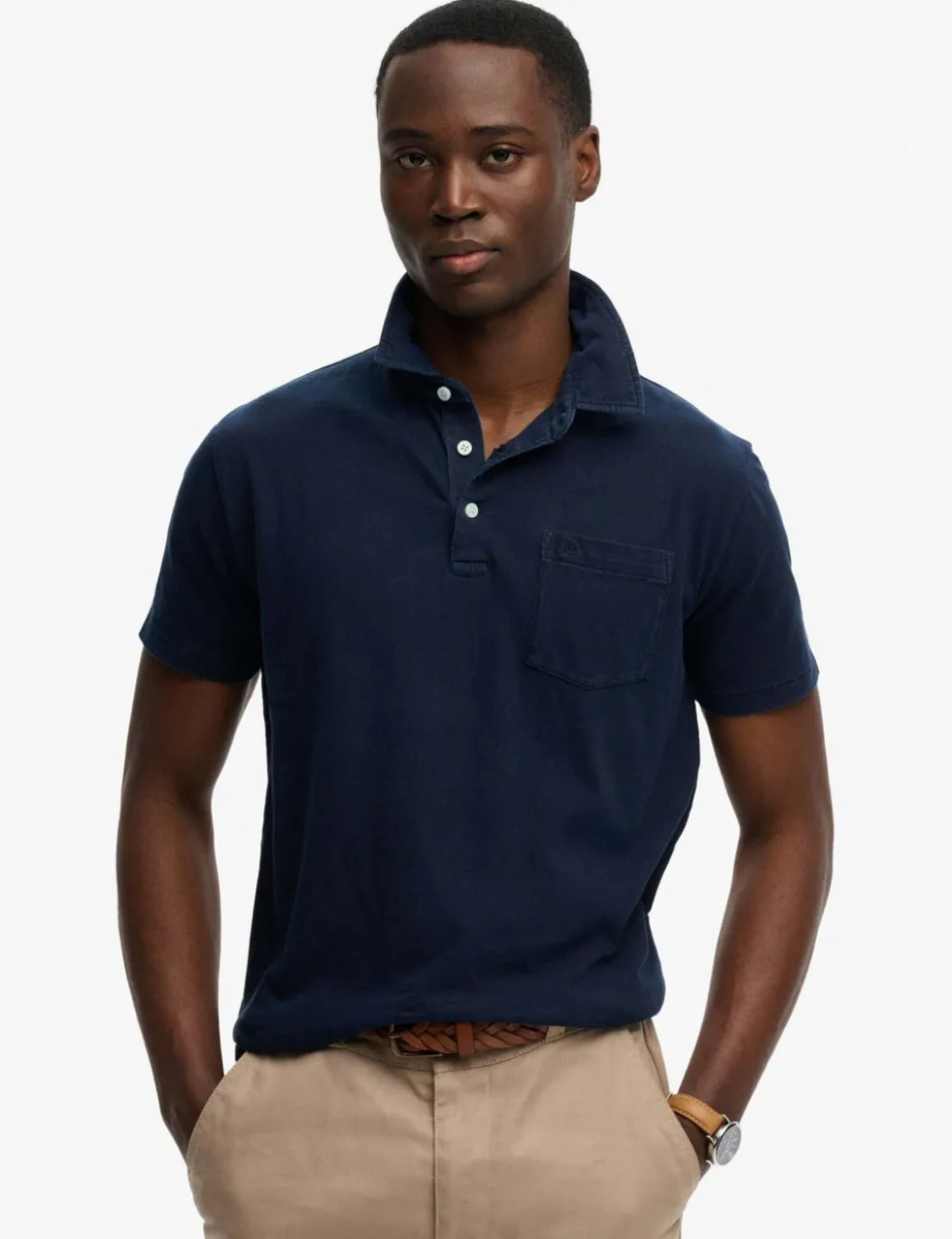 Slim Fit Cotton Rich Polo Shirt with Linen