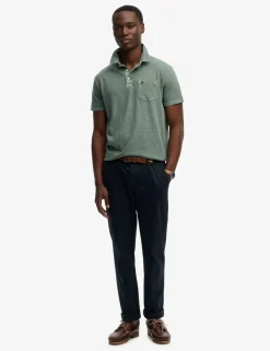 Slim Fit Cotton Rich Polo Shirt with Linen