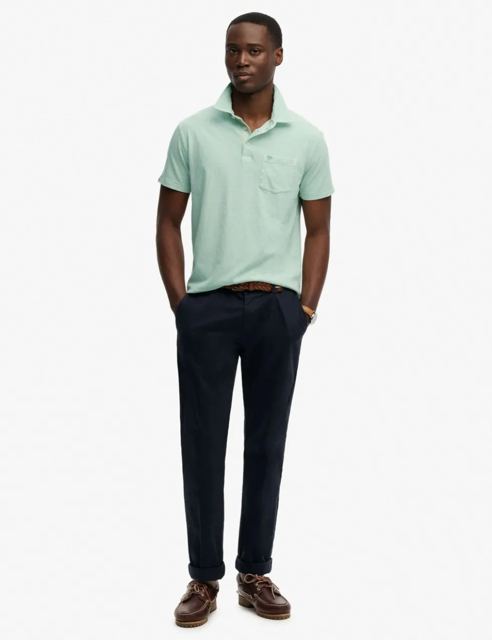 Slim Fit Cotton Rich Polo Shirt with Linen